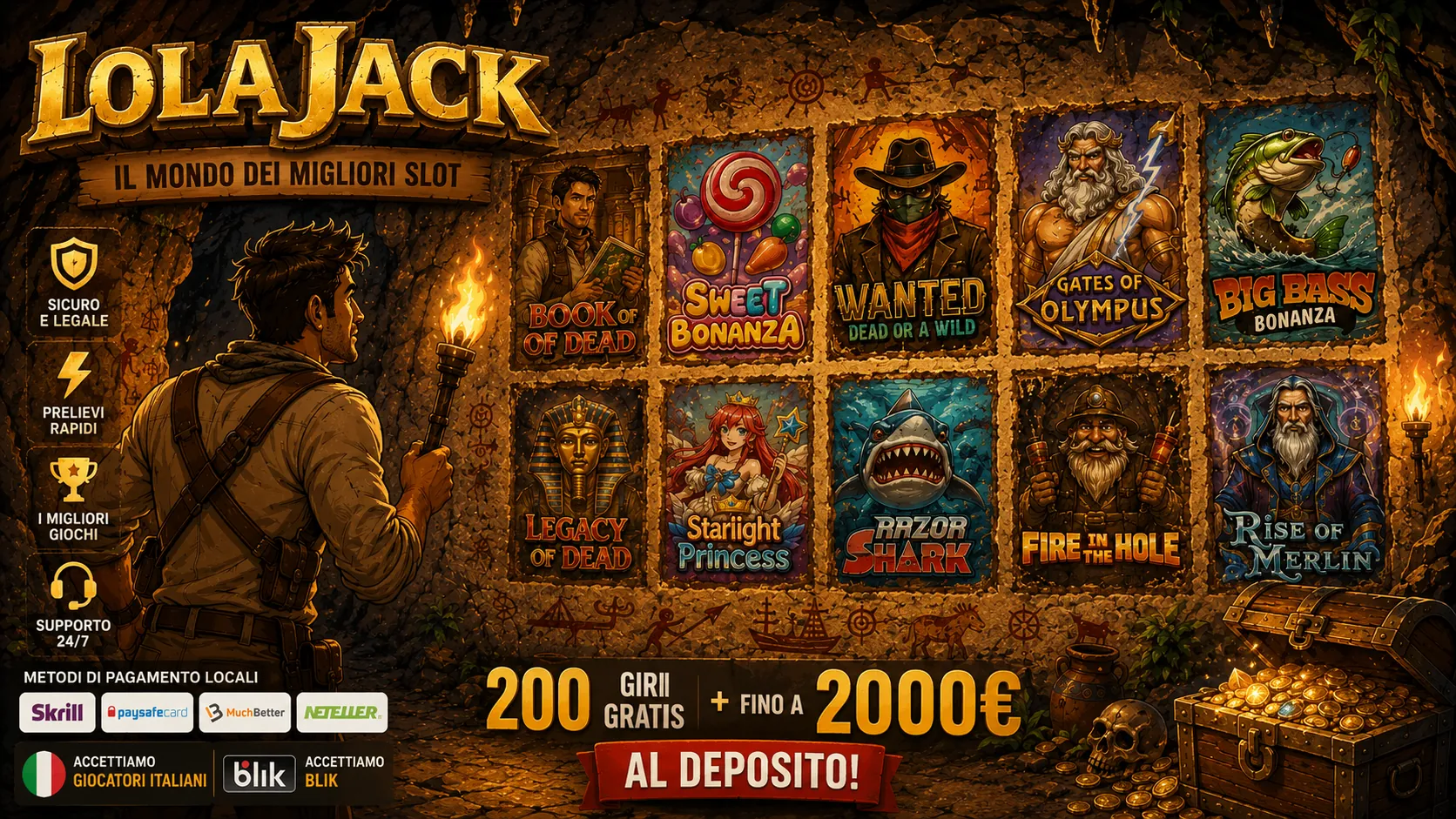 La parete delle slot del casinò LolaJack
